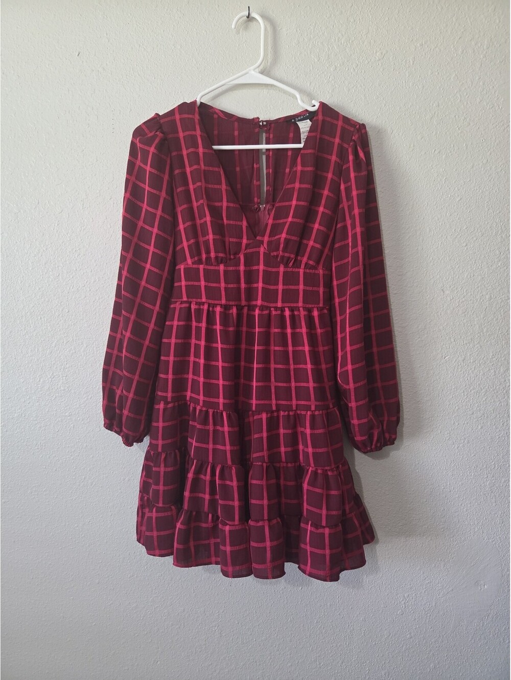 Women's Plaid Long Sleeve Mini Dress